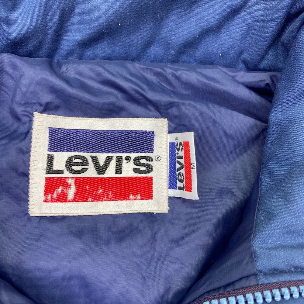 VTG Levis 70's Puffer Jacket Red Blue Color‎ Block 3M Thinsulate Sz M Retro USA